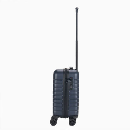 Hard-shell carry-on suitcase with telescopic handle and four spinner wheels, side view11