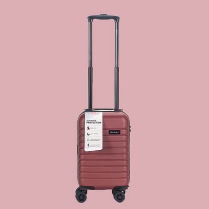Hard shell carry-on luggage in rose color with telescopic handle and spinner wheels1