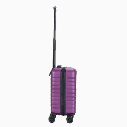 Purple hard shell carry-on suitcase with telescopic handle and four spinner wheels19
