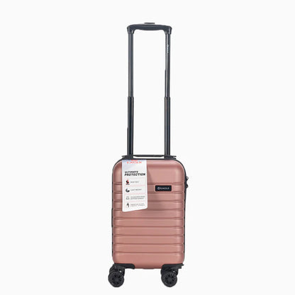 Rose gold hard shell carry-on suitcase with four wheels and telescopic handle28