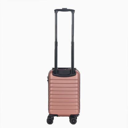 Rose gold hard shell carry-on suitcase with telescopic handle and spinner wheels29