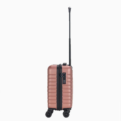 Rose gold hard shell carry-on suitcase with spinner wheels and extended handle27