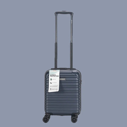 Dark gray hardshell carry-on suitcase with four wheels and extended telescopic handle32