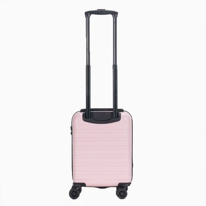 Light pink hard shell carry-on suitcase with telescopic handle and spinner wheels21