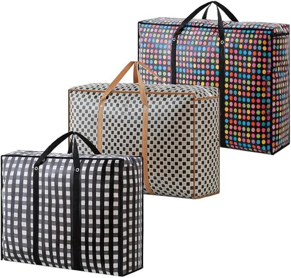 Deluxe JUMBO LAUNDRY BAGS Zipped Ressuable Large Strong Shopping Storage Bag